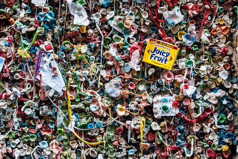 Colorful gum stuck to a wall - Seattle Gum Wall by Mark Fischer