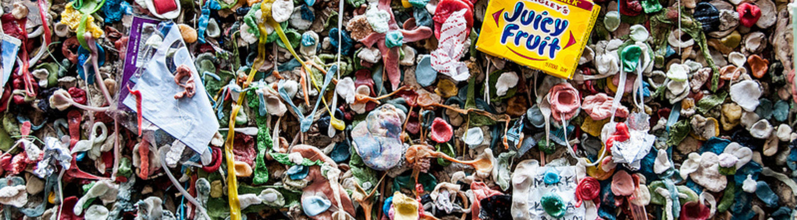 Colorful gum stuck to a wall - Seattle Gum Wall by Mark Fischer