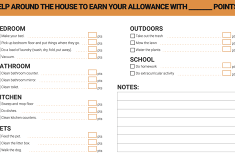 Earn Your Allowance Checklist