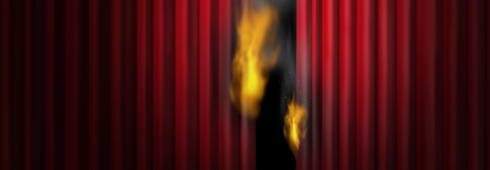 stage drapes on fire